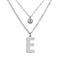Doppel-Kette Buchstabe "E" und Kugel Anhänger Silber aus Edelstahl Damen