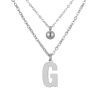 Doppel-Kette Buchstabe "G" Kugel Anhänger Silber Edelstahl Damen