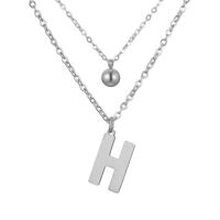 Doppel-Kette Buchstabe "H" und Kugel Anhänger Silber aus Edelstahl Damen