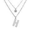 Doppel-Kette Buchstabe "H" und Kugel Anhänger Silber aus Edelstahl Damen