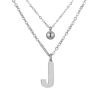 Doppel-Kette Buchstabe "J" und Kugel Anhänger Silber aus Edelstahl Damen