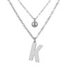 Doppel-Kette Buchstabe "K" Kugel Anhänger Silber Edelstahl Damen