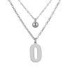Doppel-Kette Buchstabe "O" Kugel Anhänger Silber Edelstahl Damen