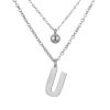 Doppel-Kette Buchstabe "U" Kugel Anhänger Silber Edelstahl Damen
