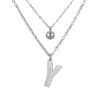 Doppel-Kette Buchstabe "Y" und Kugel Anhänger Silber aus Edelstahl Damen