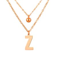 Doppel-Kette Buchstaben und Kugel Anhänger Roségold Edelstahl Damen
