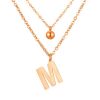 Doppel-Kette Buchstaben und Kugel Anhänger Roségold Edelstahl Damen
