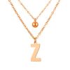 Doppel-Kette Buchstaben und Kugel Anhänger Roségold Edelstahl Damen