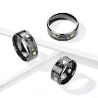 70 (22.3) Paarring schwarz goldenem 3D-Inlay Herzschlag Edelstahl