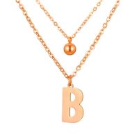 Doppel-Kette Buchstabe "B" Kugel Anhänger Roségold Edelstahl Damen