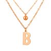Doppel-Kette Buchstabe "B" Kugel Anhänger Roségold Edelstahl Damen