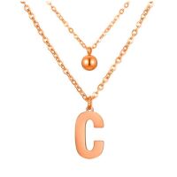 Doppel-Kette Buchstabe "C" und Kugel Anhänger Roségold aus Edelstahl Damen