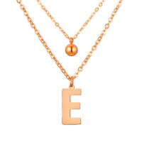 Doppel-Kette Buchstabe "E" Kugel Anhänger Roségold Edelstahl Damen