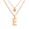 Doppel-Kette Buchstabe "E" und Kugel Anhänger Roségold aus Edelstahl Damen