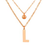 Doppel-Kette Buchstabe "L" Kugel Anhänger Roségold Edelstahl Damen