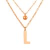 Doppel-Kette Buchstabe "L" Kugel Anhänger Roségold Edelstahl Damen