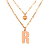 Doppel-Kette Buchstabe "R" Kugel Anhänger Roségold Edelstahl Damen