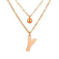 Doppel-Kette Buchstabe "Y" und Kugel Anhänger Roségold aus Edelstahl Damen