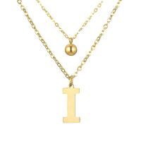 Doppel-Kette Buchstaben "I" und Kugel Anhänger Gold aus Edelstahl Damen