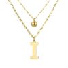 Doppel-Kette Buchstaben "I" und Kugel Anhänger Gold aus Edelstahl Damen