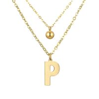 Doppel-Kette Buchstaben "P" und Kugel Anhänger Gold aus Edelstahl Damen