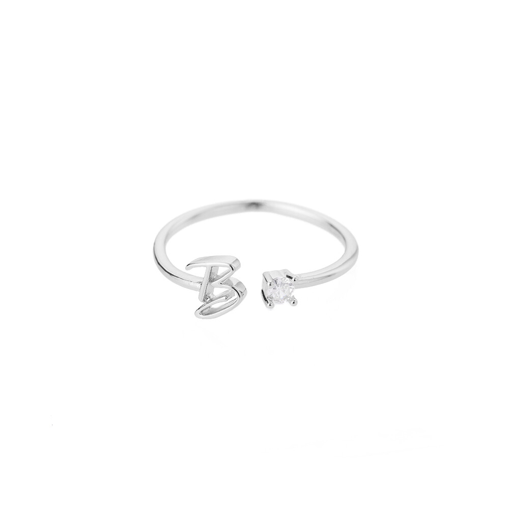 Buchstaben Ring Silber aus Metall Unisex - Buchstabe B