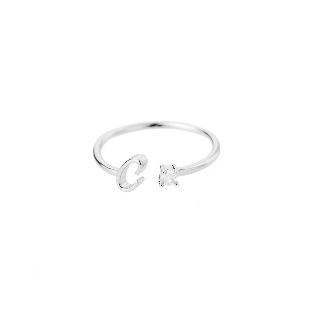Buchstaben Ring Silber aus Metall Unisex - Buchstabe C