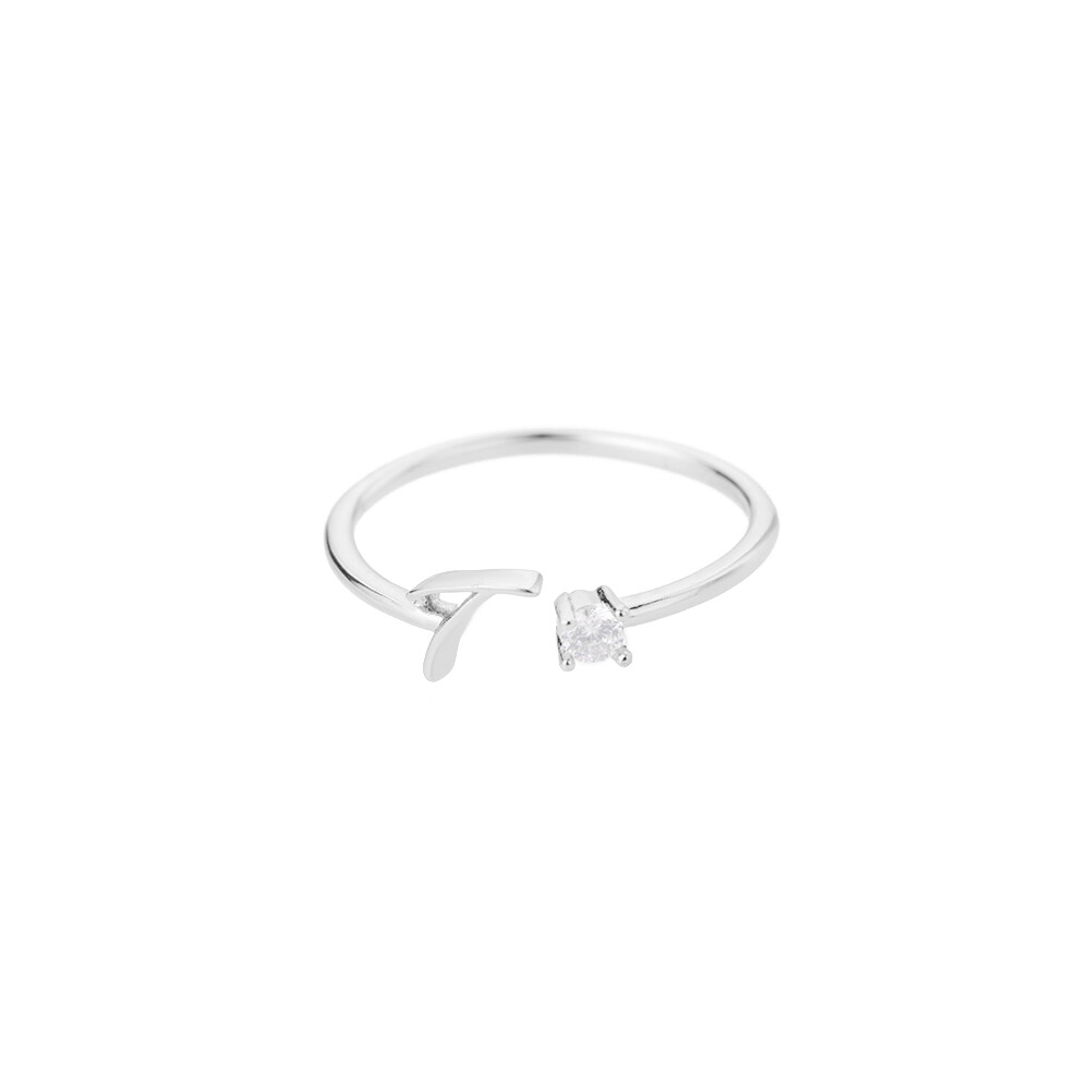 Buchstaben Ring Silber aus Metall Unisex - Buchstabe T