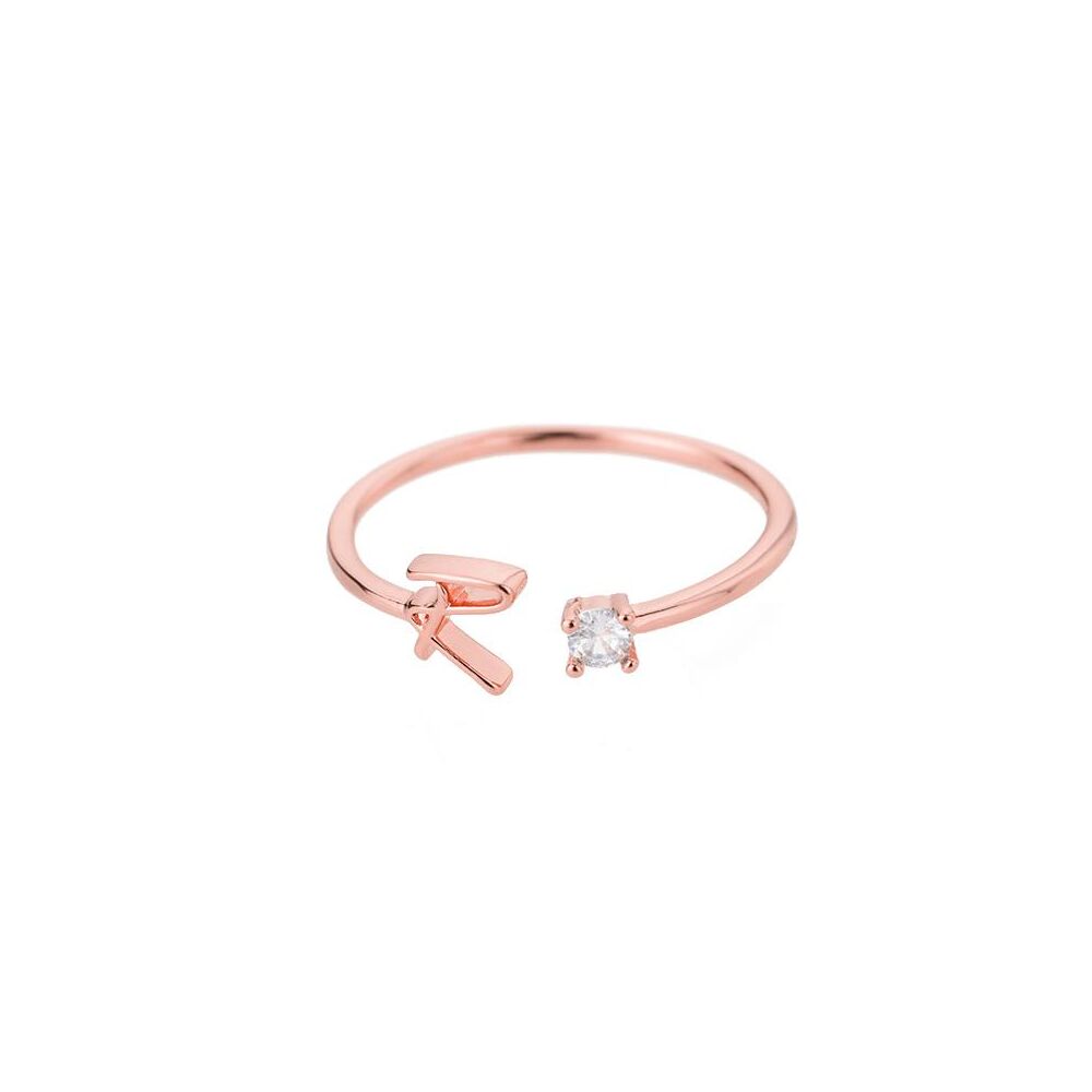 Buchstaben Ring R Roségold aus Metall Unisex