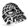 62 (19.7) Totenkopf Skull Ring mit Spinnennetz für Herren (aus Edelstahl Fingerring aus Edelstahlring Chirurgenstahl Biker Gothic Death silber schwarz)