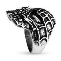 67 (21.3) Totenkopf Skull Ring mit Spinnennetz für Herren (aus Edelstahl Fingerring aus Edelstahlring Chirurgenstahl Biker Gothic Death silber schwarz)
