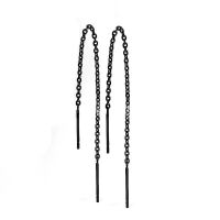 Ohrhänger schwarze lange Kette und Stäbe aus Edelstahl Damen