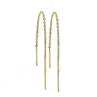 Ohrhänger goldene lange Kette und Stäbe aus Edelstahl Damen