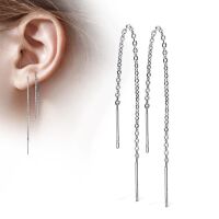 Ohrhänger silberne lange Kette und Stäbe aus Edelstahl Damen