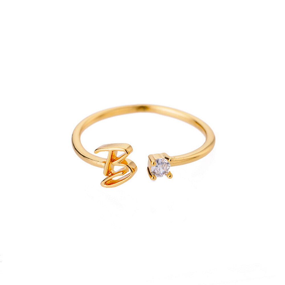 Buchstaben Ring Goldfarben aus Metall Unisex - B
