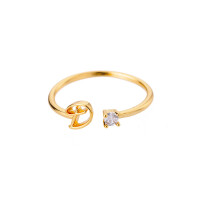 Buchstaben Ring Goldfarben aus Metall Unisex - D