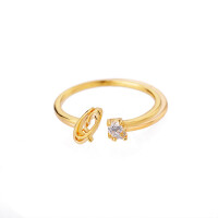 Buchstaben Ring Goldfarben aus Metall Unisex - Q