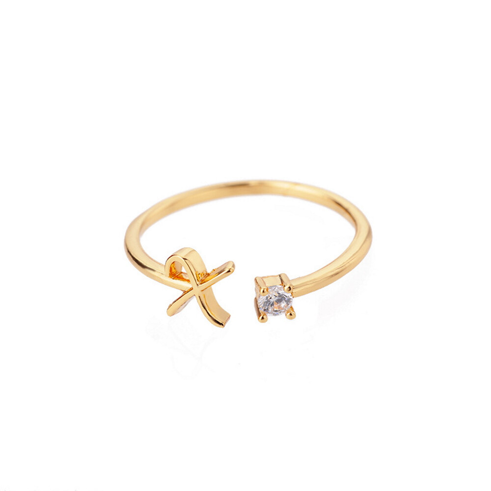 Buchstaben Ring Goldfarben aus Metall Unisex - X