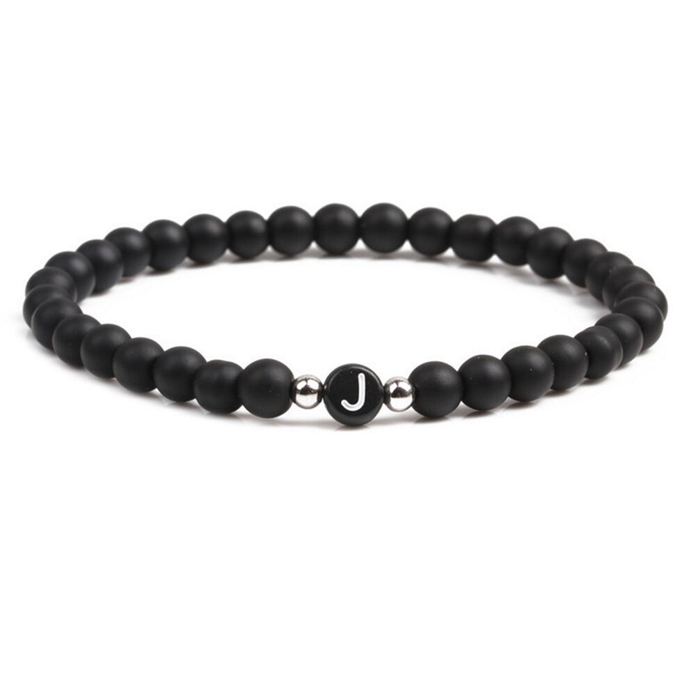Armband Buchstaben schwarze Perlen Unisex - J