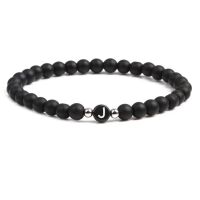 Armband Buchstaben schwarze Perlen Unisex - J