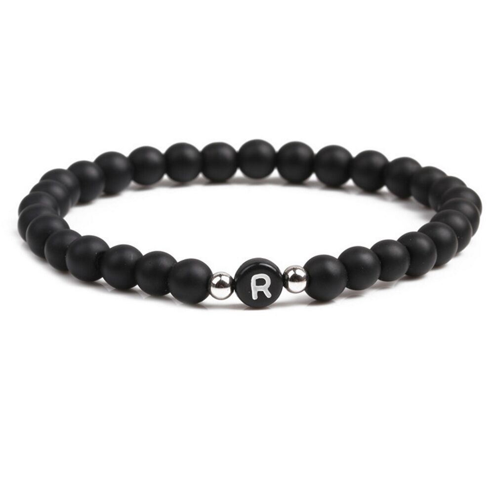Armband Buchstaben schwarze Perlen Unisex - R