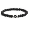 Armband Buchstaben schwarze Perlen Unisex - W
