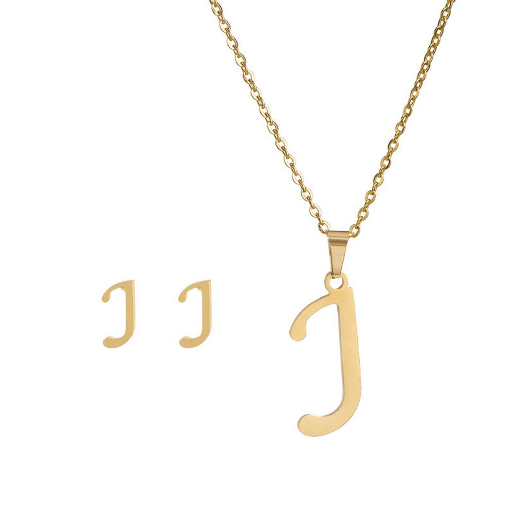 Schmuckset goldfarben Buchstaben aus Edelstahl Damen J