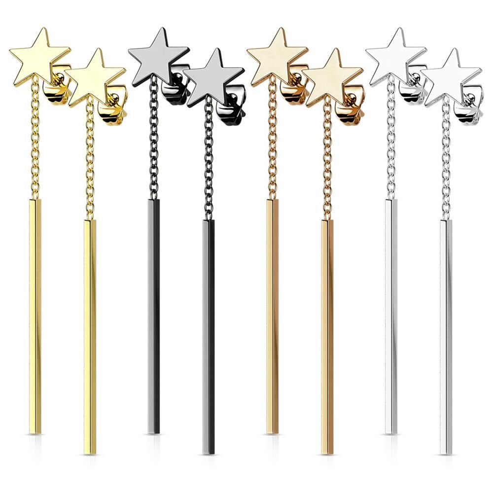 Ohrstecker Stern mit Stab-Anhänger Edelstahl Damen