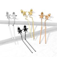 Ohrstecker Stern mit Stab-Anhänger Edelstahl Damen