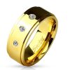 62 (19.7) Goldener Ring Damen mit 3 Kristallsteinen aus Edelstahl