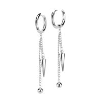 Creolen mit zwei Ketten-Anhängern Kugel und Kegel aus Edelstahl Damen Silber