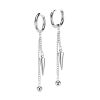 Creolen mit zwei Ketten-Anhängern Kugel und Kegel aus Edelstahl Damen Silber