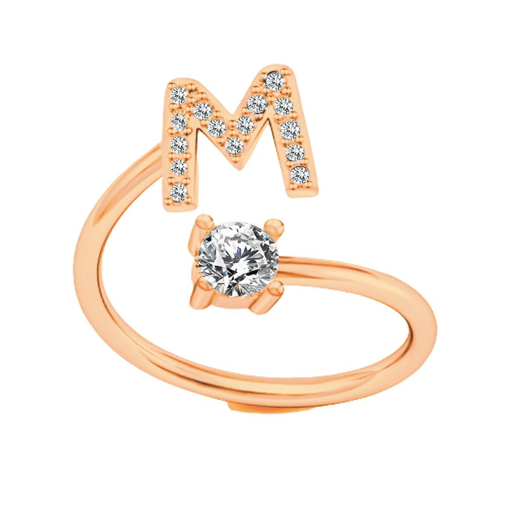 Ring Zehenring Buchstabe roségoldfarben aus Messing Unisex L