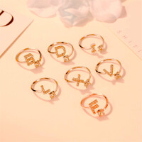 Ring Zehenring Buchstabe roségoldfarben aus Messing Unisex L